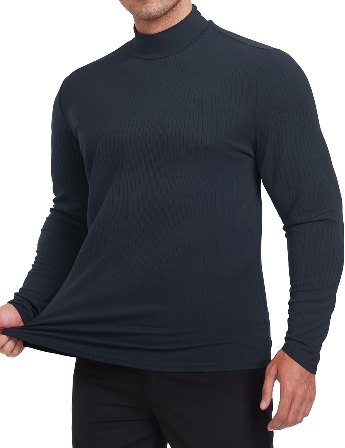 ZAFUL Men's Mock Turtleneck Shirts Long Sleeve Lightweight Slim Fit Undershirt Tops Ribbed Pullover Dress Base Layer Shirts - Image 5