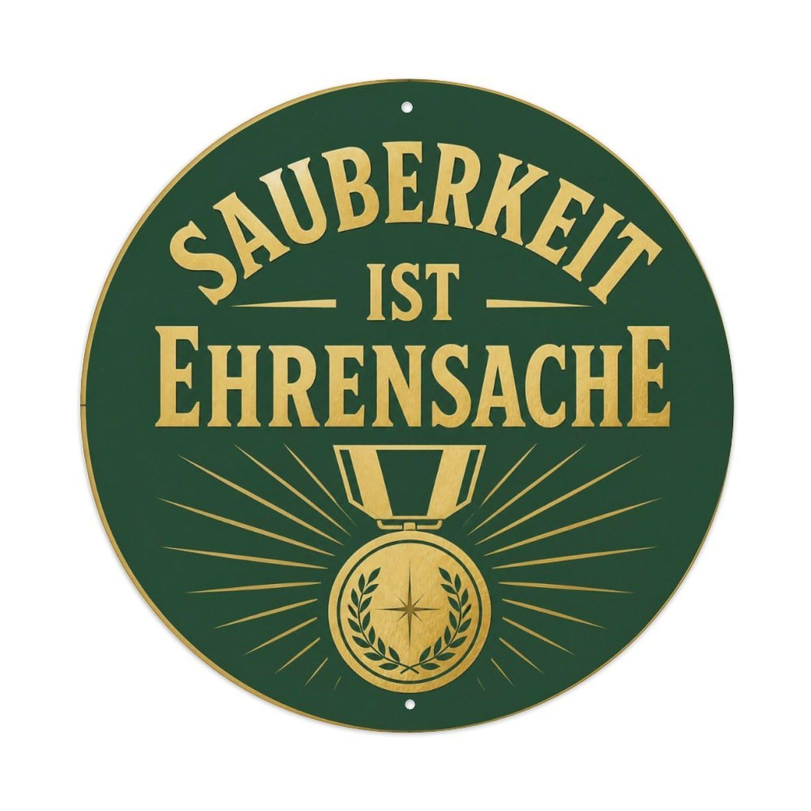 Olyhtr 8X8inch Classic Style Sauberkeit Ist Ehre Polite Warning German Classic Badge Metal Tin Sign