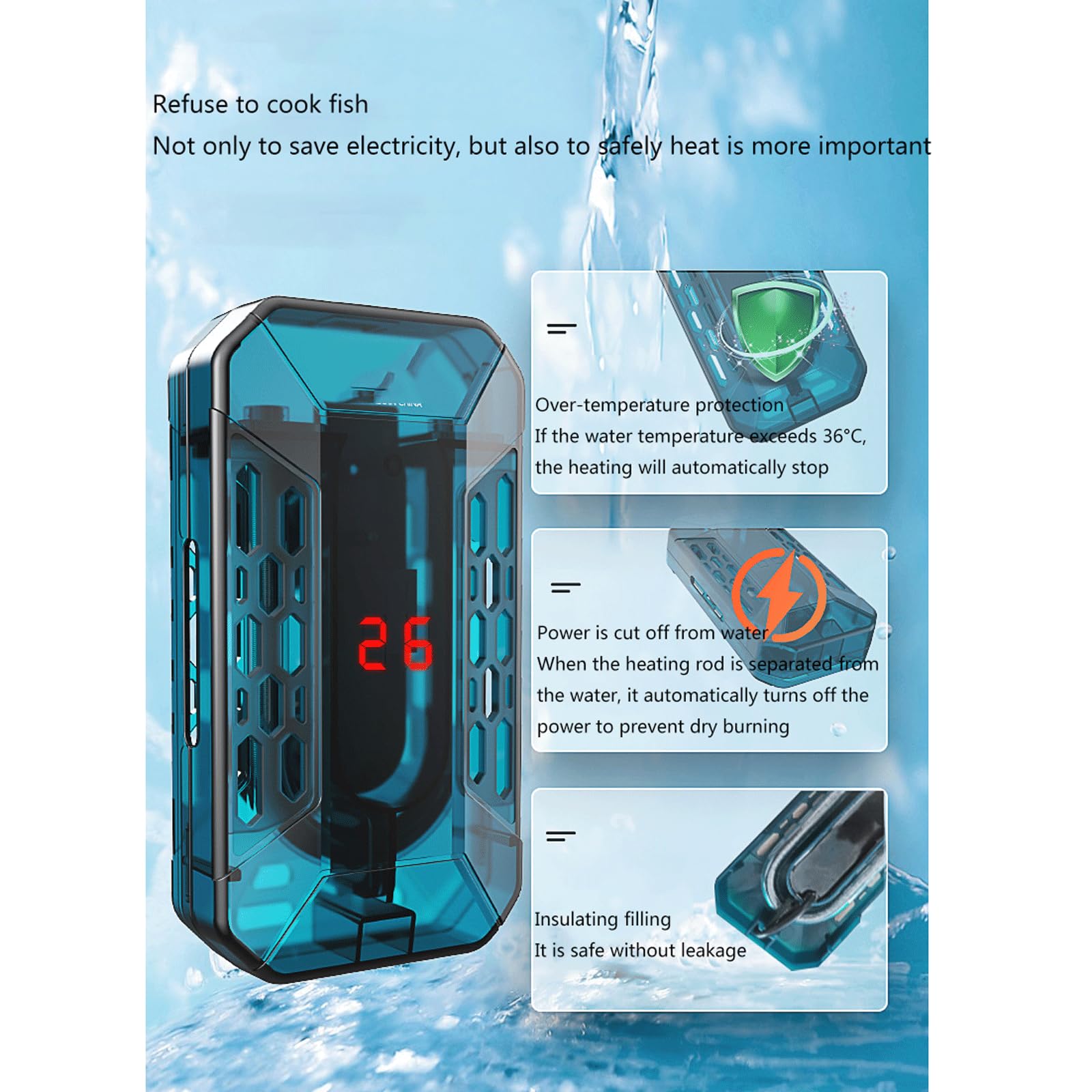 Riscaldatore per Acquario Termostato Automatico Antideflagrante Asta riscaldante per Basso Livello dell'Acqua, Telecomando, 25 W (Telecomando 100 W)