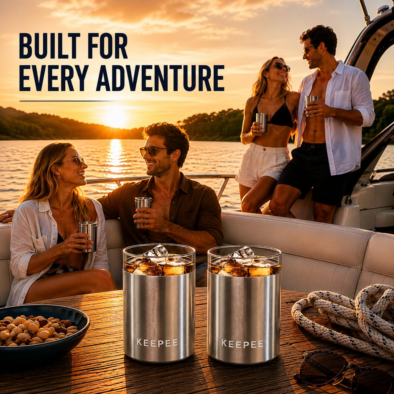 Vaso de whisky con base de acero inoxidable aislada al vacío, juego de 2, vaso aislado con inserto de vidrio extraíble, vaso de bola baja estilo antiguo para margaritas, bourbon de 10 onzas