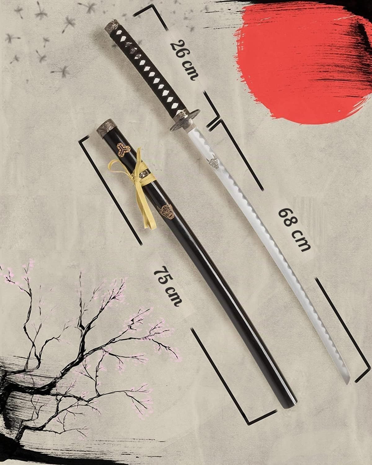 Spada Katana, Katana Vera Samurai Katana Acciaio con fodero per decorazione per collezionisti o come regalo Plus Espositore