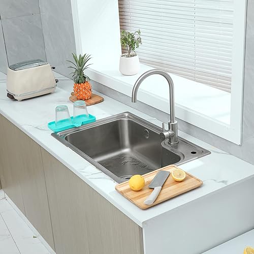 Vista 238 de Jaboneras de baño de silicona con boquilla de drenaje, organizador de fregadero de baño y cocina, soporte para esponja, bandeja de jabón para Gris