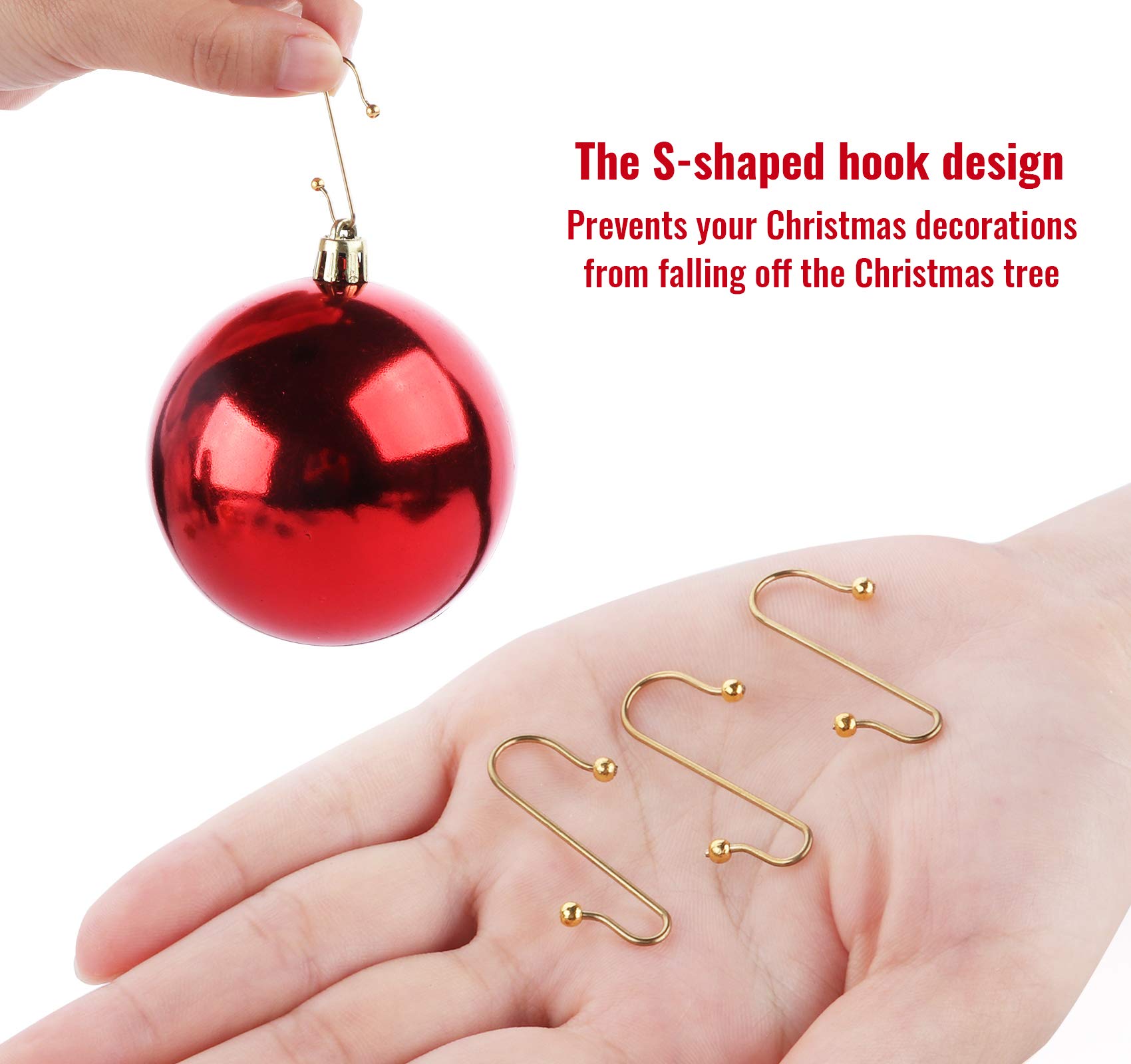 Produktbild von Adorfine 120 Christbaumschmuck-Haken Aus Edelstahl | 3,6 Cm S-Haken, Gold, Wiederverwendbar – Für Kugeln, Ornamente & Lichterketten