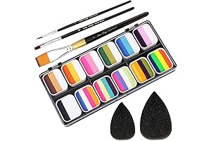 【Face Painting Kits for Kids】94 Colors Professional 1-Stroke 12 Split Cake Palette