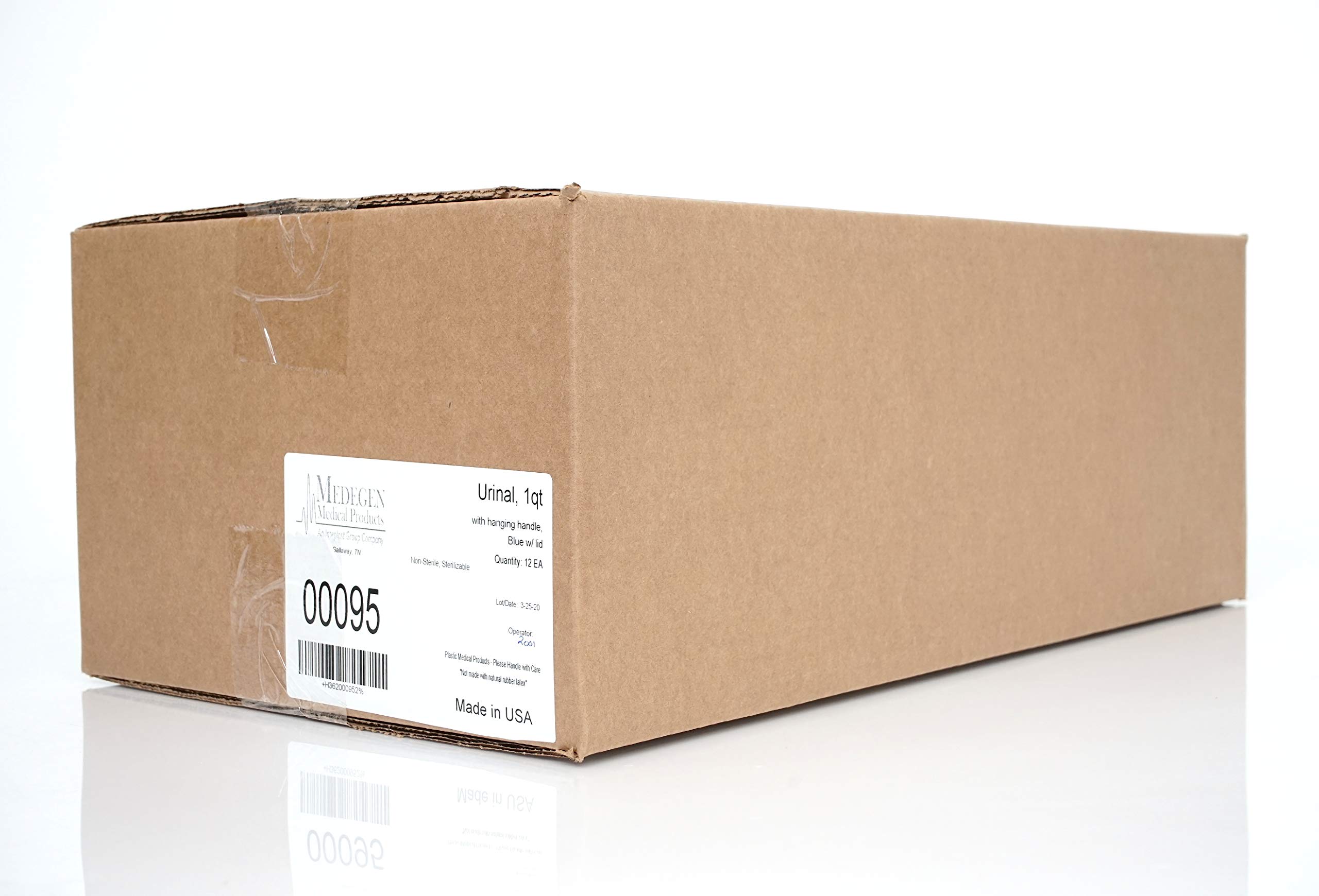 medegen productos médicos 00095 azul orinal con tapa y asa para colgar, 1 Quart capacidad (Pack de 12)