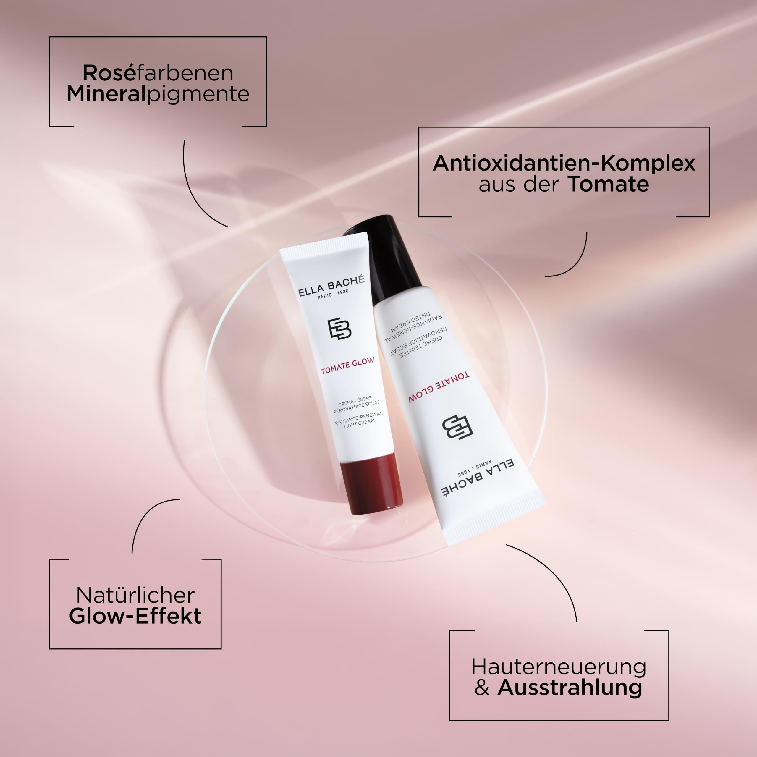 Ella Baché Tomate Glow Getönte Creme mit Glow-Effekt 30 ml, rosé - Getönte Gesichtspflege mit Super-Glow für einen frischen Teint - Glättende Gesichtscreme mit Antioxidantien