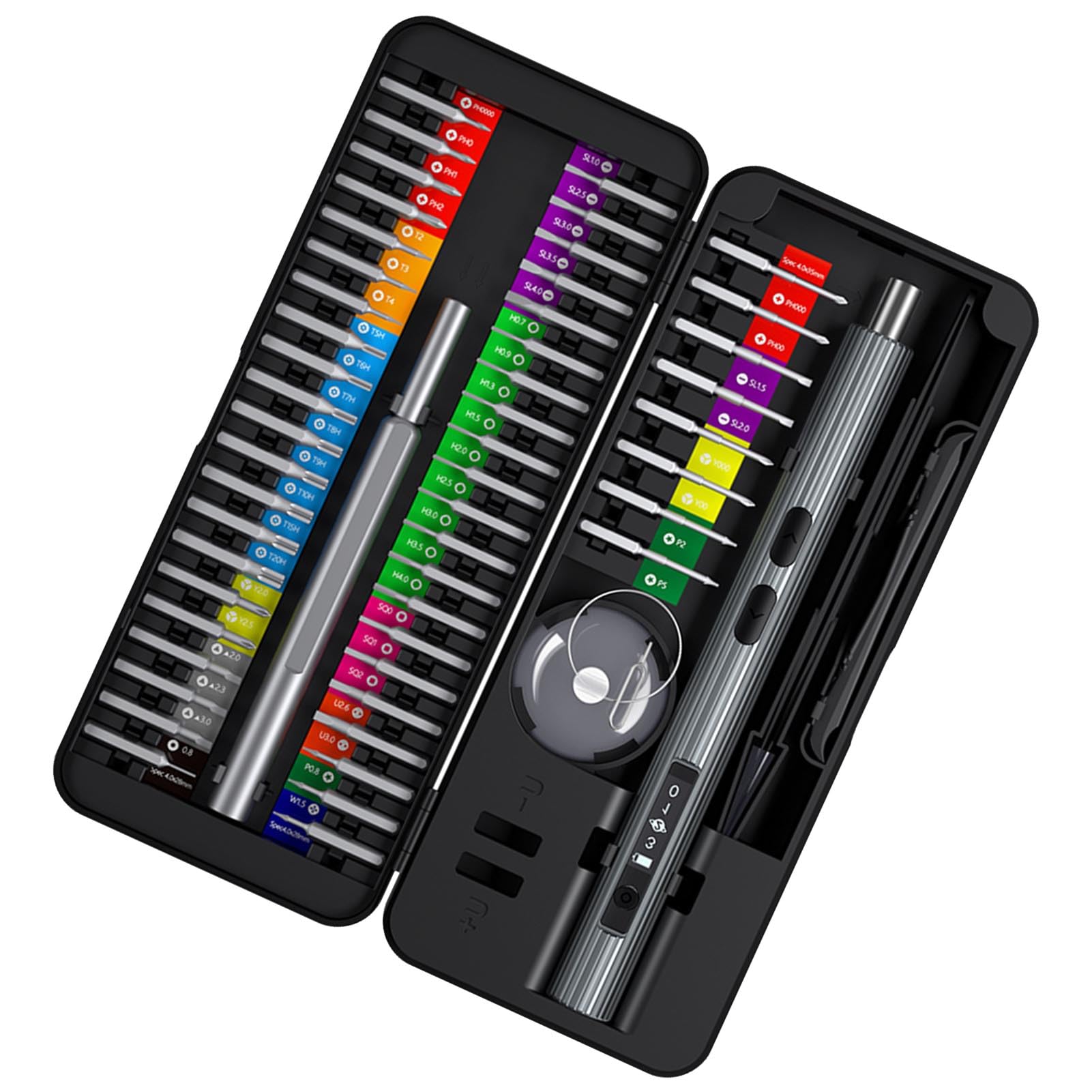 Set Cacciaviti Elettrici con Punte in Acciaio S2, Kit Cacciaviti 58 in 1, 350mAh Ricaricabile, 200rmin, Doppie Impugnature Elettriche e Manuali per Riparazione Console Telefono PC Tablet