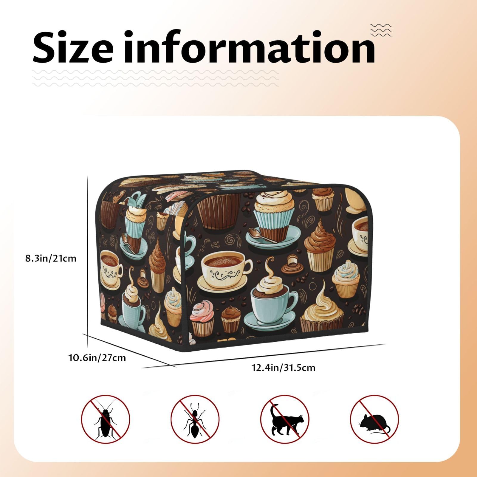 4 Slice Toaster Cover with Two Pockets for Storing knife Super Soft Appliance Covers Coffee and Sweets Sugar Chocolate Dust Cover for Kitchen Small Oven-Cover Kitchen Bread Machine Protector Covers