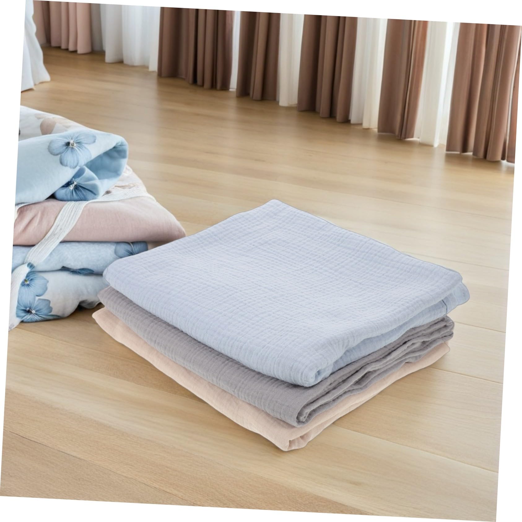 Mikikit 3 Pezzi Pz Coperta Mussola Ragazzo Ragazza Morbida Traspirante per Ragazzo Ragazza Fascia Avvolgente Unisex per Sonno e Bagno Protezione Sensibile
