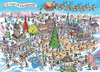 Cobble Hill 1000 Piece Puzzle - DoodleTown: 12 Days of Christmas - Sample Poster Included