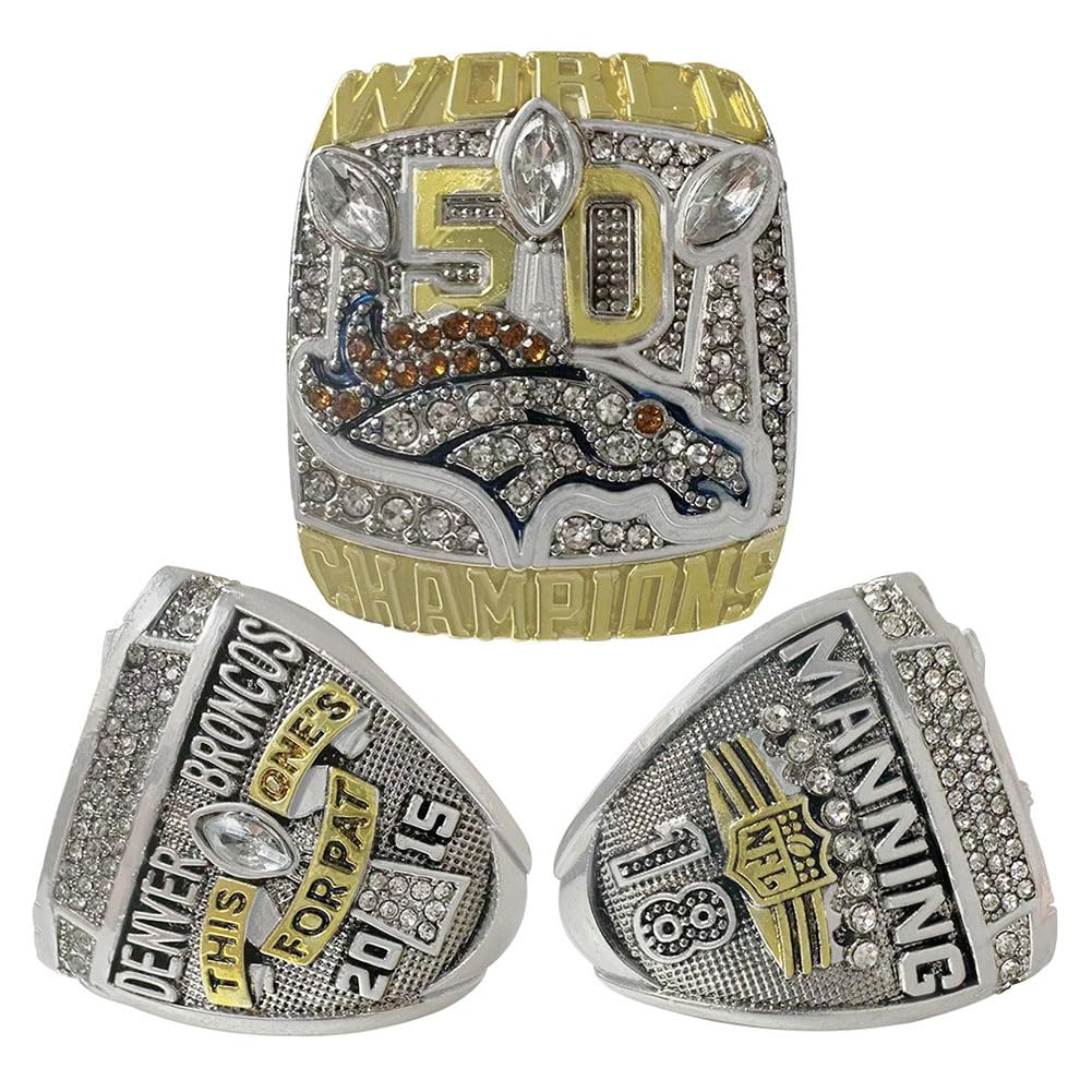 Bague De Championnat des Broncos 2015 - Bijou avec Gravure en Relief 3D À Collectionner pour Les Fans La Famille Et Les Amis Cadeau Commémoratif Idéal pour La Ligue De Football
