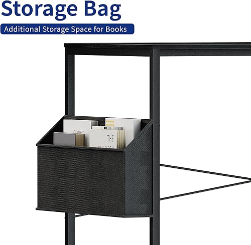 Miniatura 5 de Pamray Escritorio de computadora de 47 pulgadas para espacios pequeños con bolsa de almacenamiento, escritorio de trabajo de oficina en casa con