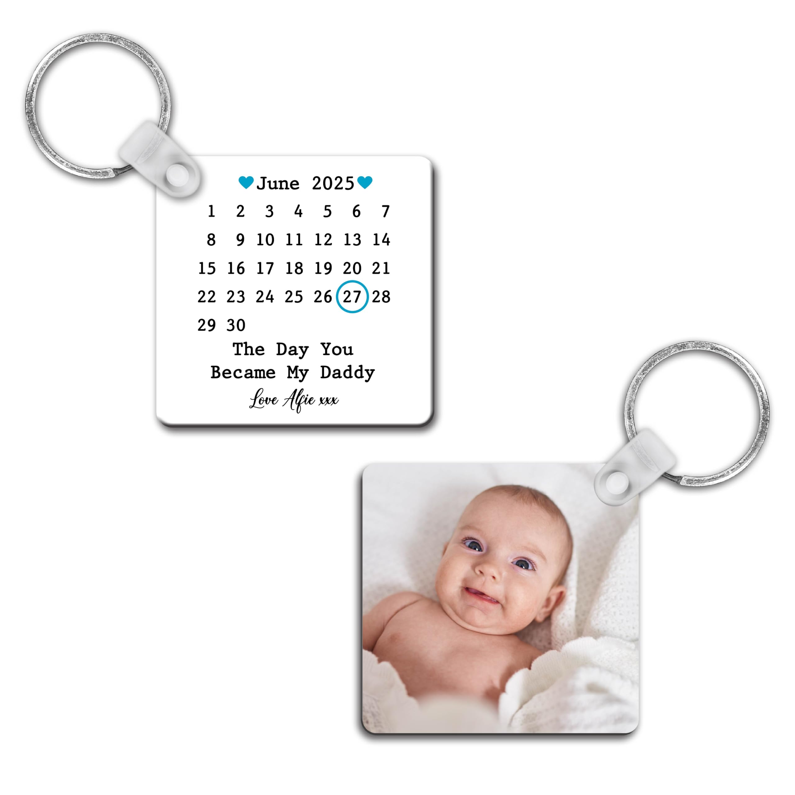 Drifting Ducks Personalised Sentimental Keepsake Day You Became My Daddy Photo Double-Sided Plastic Keyring - Father's Day Gift (Luxury Gift Box)