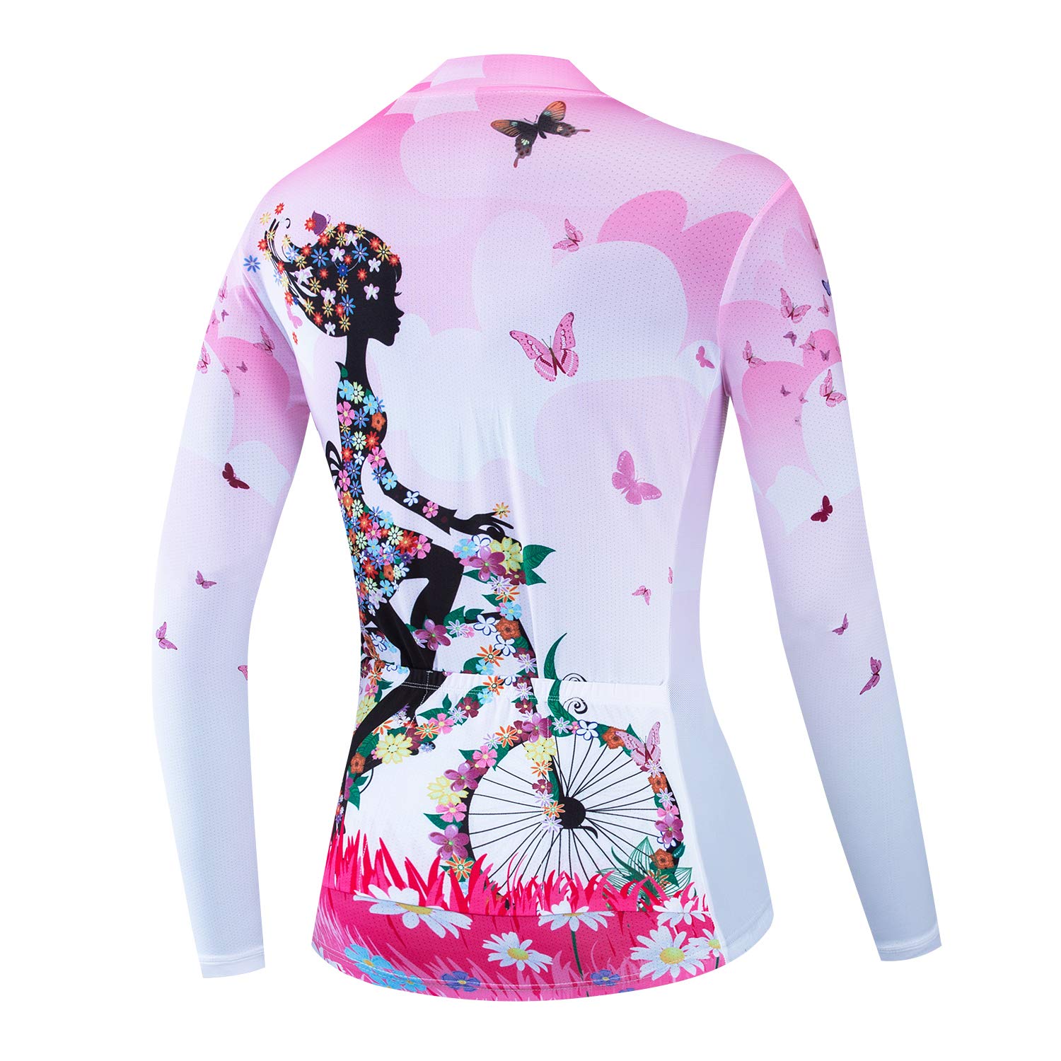 Weimostar Women's Cycling Jersey Long Sleeve Half Zipper Mountain Clothing Bike Shirt Top Quick Dry Breathable Pink Size XXL