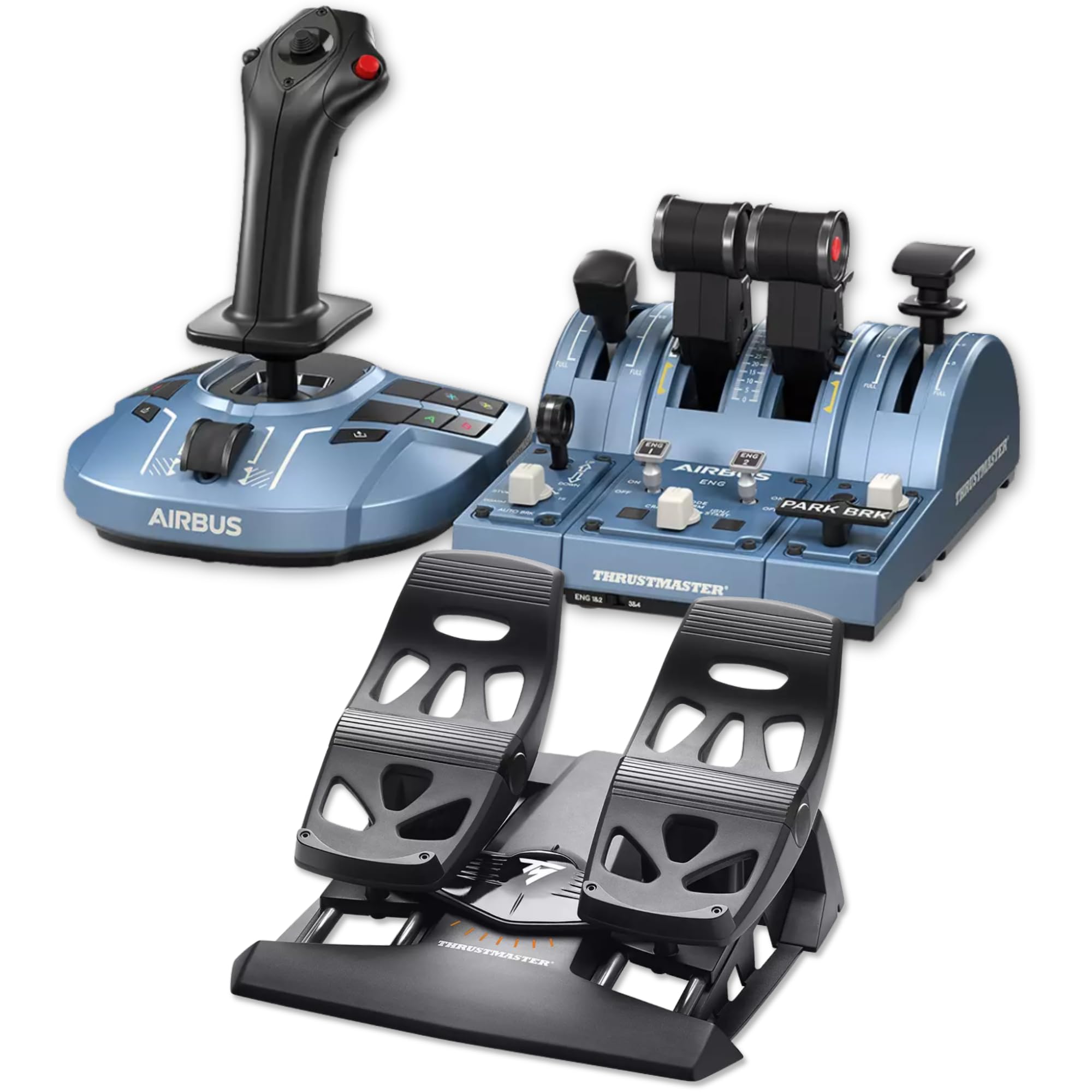 Thrustmaster TCA Captain Pack X Airbus Edition + TFRP Rudder Pedals Bundle – Komplettes Flight Sim Set für Xbox Series X|S & PC – Offizielle Airbus A320neo Repliken
