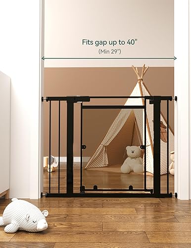 Miniatura 3 de Babelio Puerta transparente para bebé, puerta de 29 a 40 pulgadas para puertas, cierre automático para perromascota, acrílico moderno, elegancia y