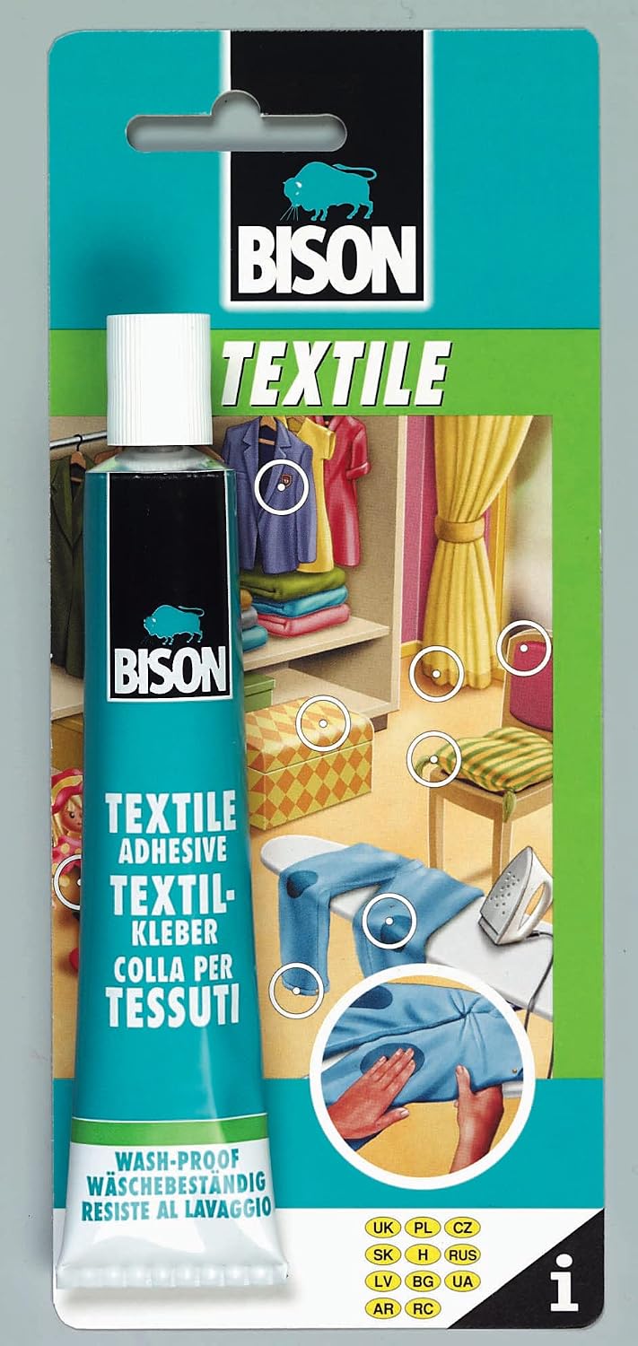 Bison Tekstil Her Çeşit Kumaş için Yırtık ve Delik Tamirat Yapıştırıcısı, 25 ml