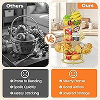 Vista 7 de PouHenier.jh Soporte de cesta de frutas de 5 niveles para encimera, organizador alto de frutero de cocina con niveles para encimera de mesa