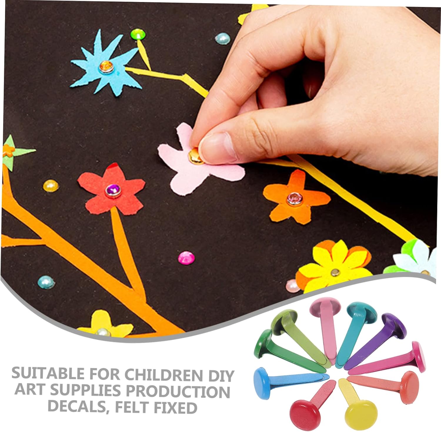 PLAFOPE 600pcs Mini Brads Paper Fasteners for DIY Crafts 8x17mm Decorative Nails for Scrapbooking and Art Projects Pack of 6