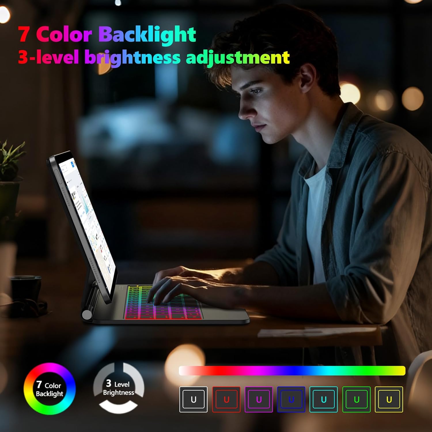 Keyboard Case for iPad Air 11-inch (M3 2025 / M2 2024) & iPad Pro 11 inch(1st/2nd/3rd/4th Gen) – Magic-Style Magnetic Backlit Keyboard Case -Multi-Touch Trackpad for iPad 10.9 5th/4th Gen (Black) - Image 4