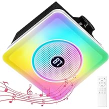 Bathroom Exhaust Fan with Bluetooth Speaker, Bathroom Fan Light, 230 CFM 1.0 Sone, Strong Wind Force &amp; Very Quiet, Noise-cancelling Bluetooth speakers, 7 color dynamic lighting, Play Easy Install