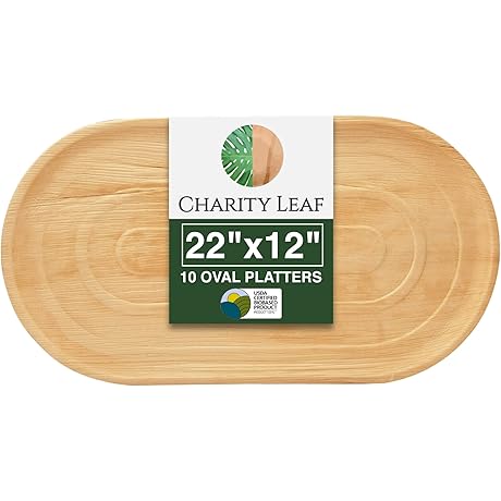 10-Pack 22'x12' Disposable Palm Leaf Charcuterie Boards