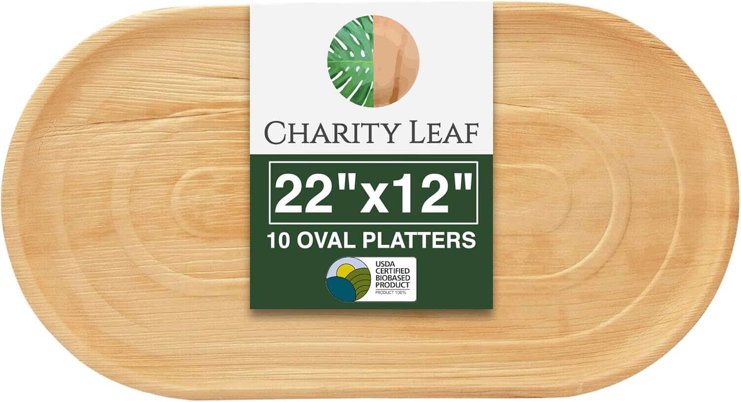 Buy Charity Leaf Disposable Palm Leaf 22" x 12" Trays 10 pieces Bamboo