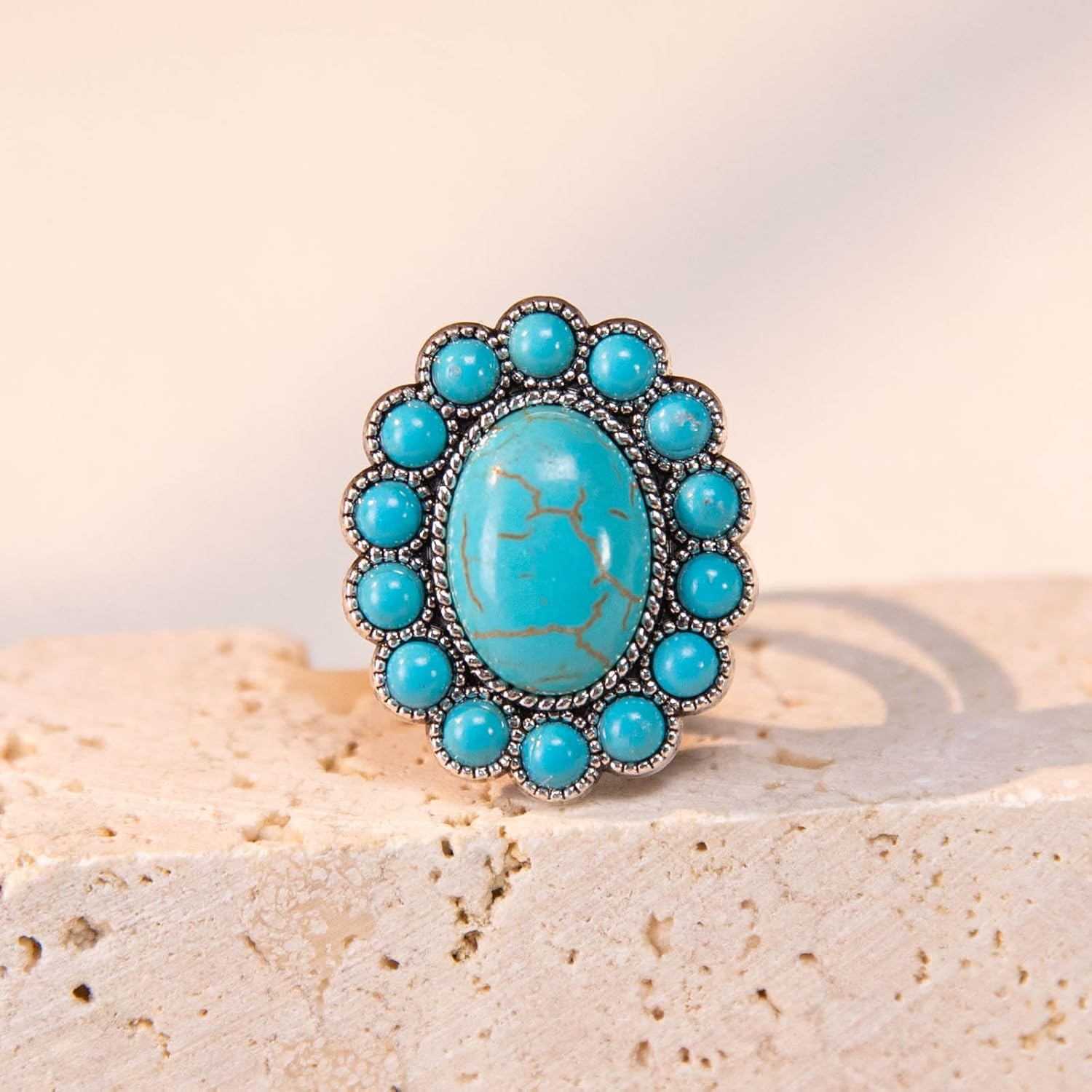 Montana West Rustic Couture's Bohemian Turquoise Cuff Ring for Women Cowgirl - Image 5