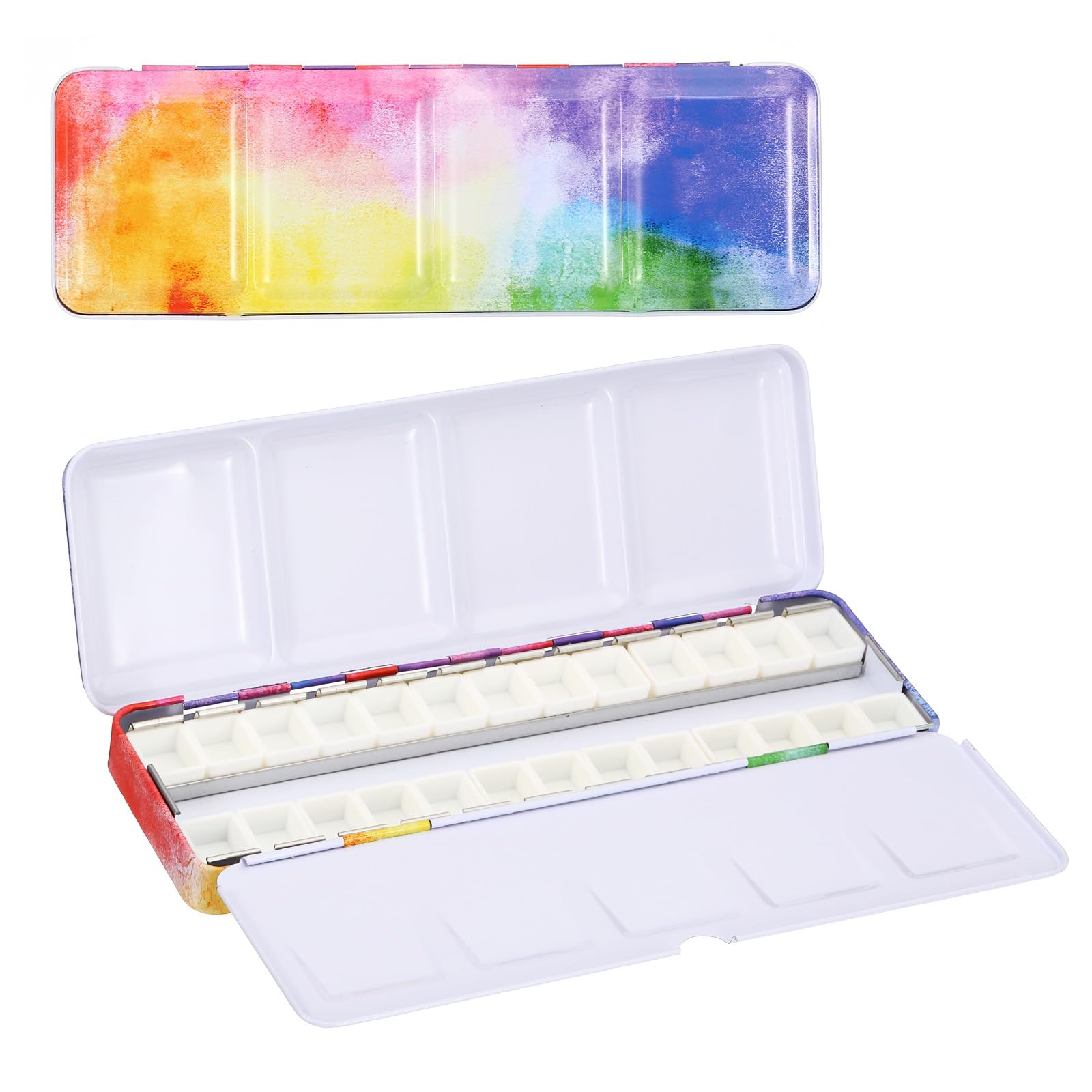 Paleta de acuarela vacía PATIKIL caja metálica multicolor para mezclas de óleo y gouache