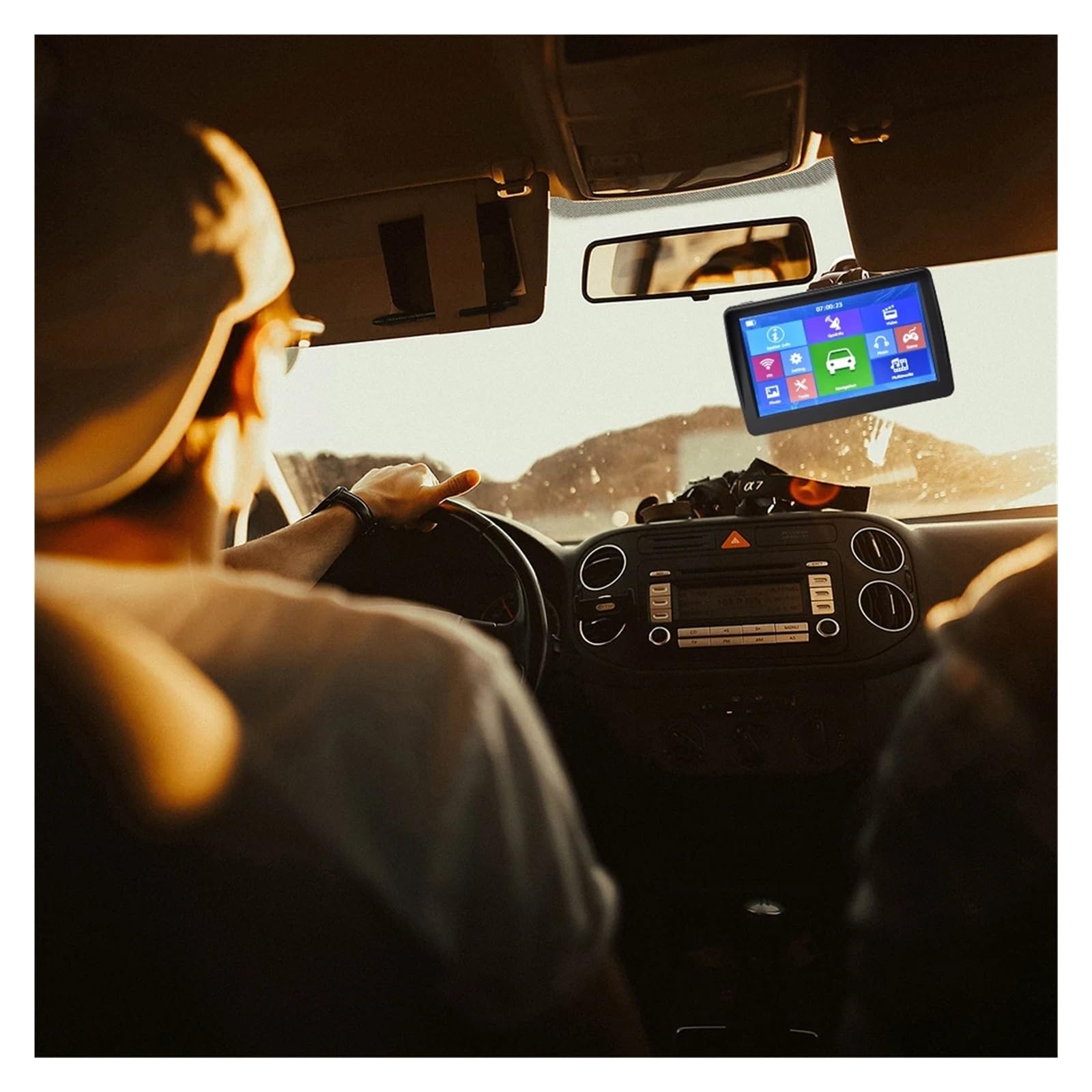 Nawigacja GPS do samochodów ciężarowych z osłoną przeciwsłoneczną i mapą Europy 256M, do nawigacji samochodowej GPS Podofo z 7-calowym ekranem dotykowym