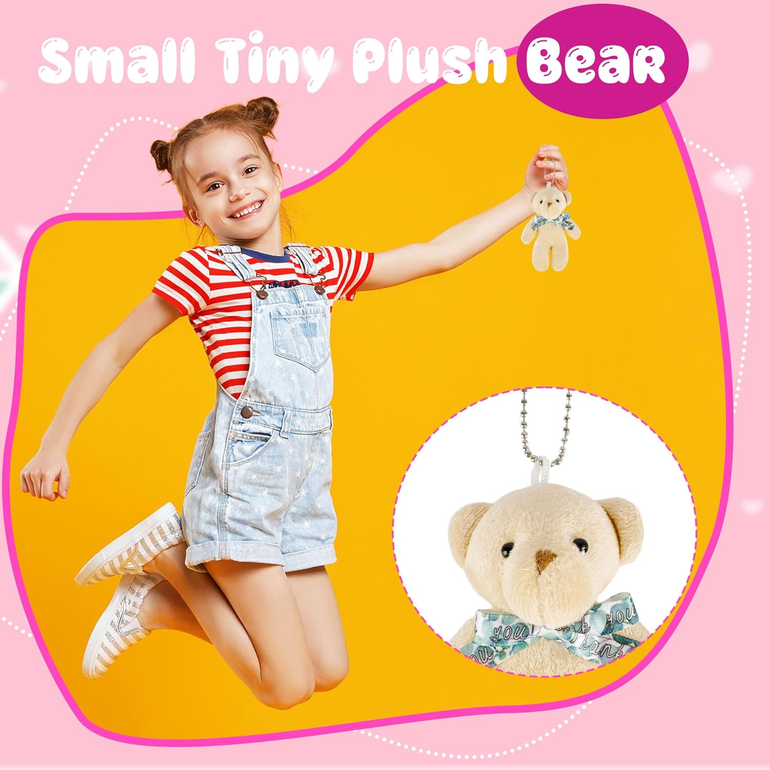 54 Pack Mini Plush Teddy Bear Stuffed Animals Toy with 60 Pcs Thank You Tags and 60 Pcs Mesh Bags for Boy Girls Gender Reveal Baby Shower Party (Color Set 1) - Image 3