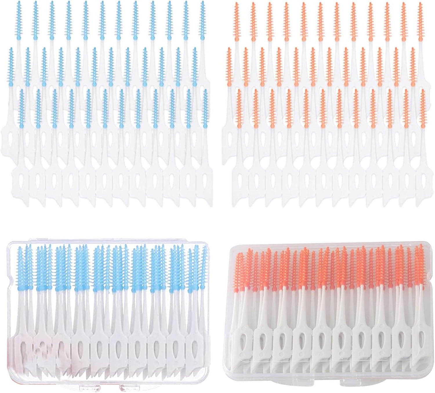 2 Boxes of Dental Floss Sticks, Elastic Interdental Brushes, Plastic Toothpicks and