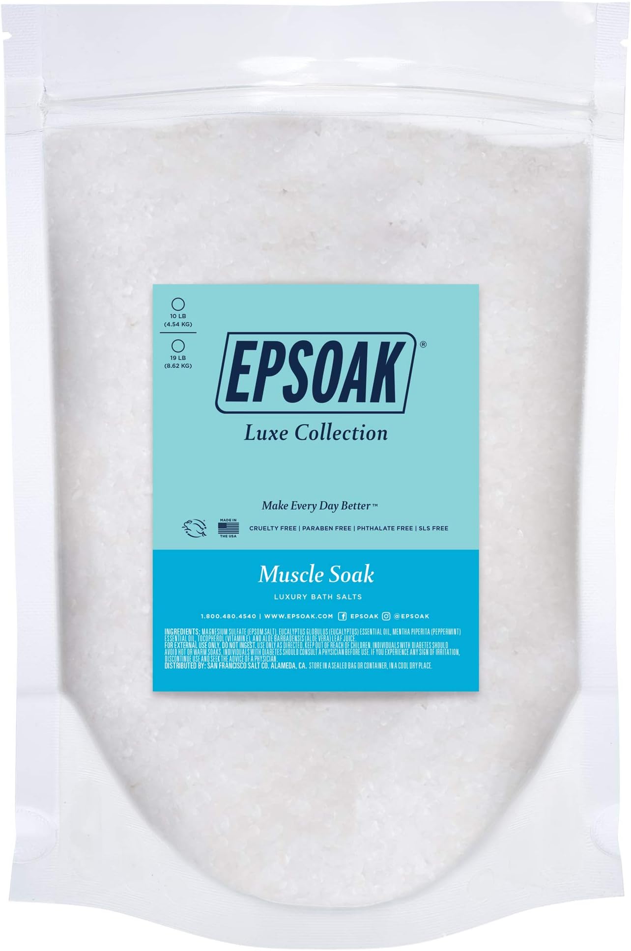 Muscle Soak Bath Salts - 10 lb. Bulk Bag by San Francisco Salt Company