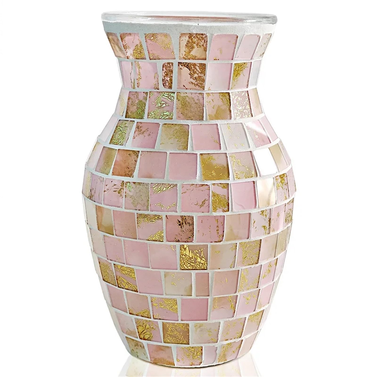 Geometric Vase Pastoral Mosaic Glass Vase, Home And Restaurant Decoration Furnishings(Style02)