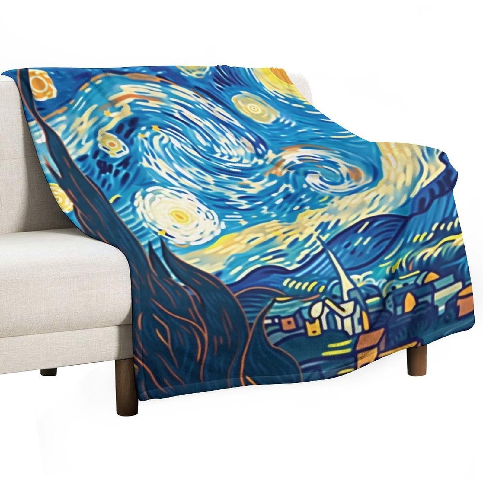 YHGSREUOH Modern Starry Night Illustration 04 Flannel Blankets Fleece Soft Throw Lightweight Plush Gifts for Couch, Bed, Cozy Sofa Plush, Chair, Lovers 100x130cm(40x50in)