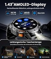 LIGE Katonai Smartwatch 1.43" AMOLED Kijelző 500mAh Akkumulátor 110+ Sportmód IP68 Vízálló 2