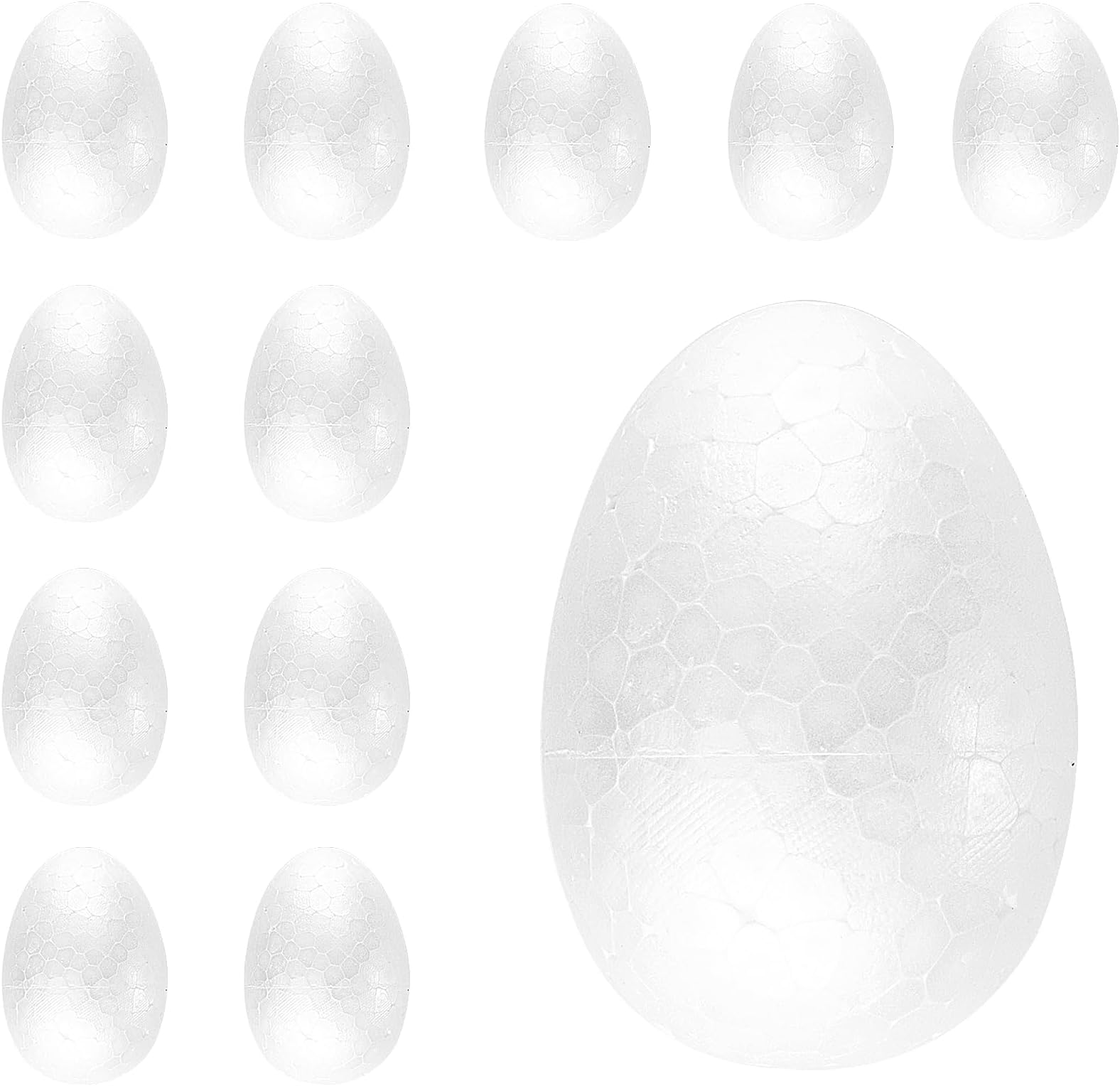 12PCS 2.64 Inch Fake Eggs Easter Eggs Craft Foam Eggs, White DIY Painting Solid Eggs for Easter Christmas Halloween Holiday Crafts Making Handmade DIY Painting School Projects