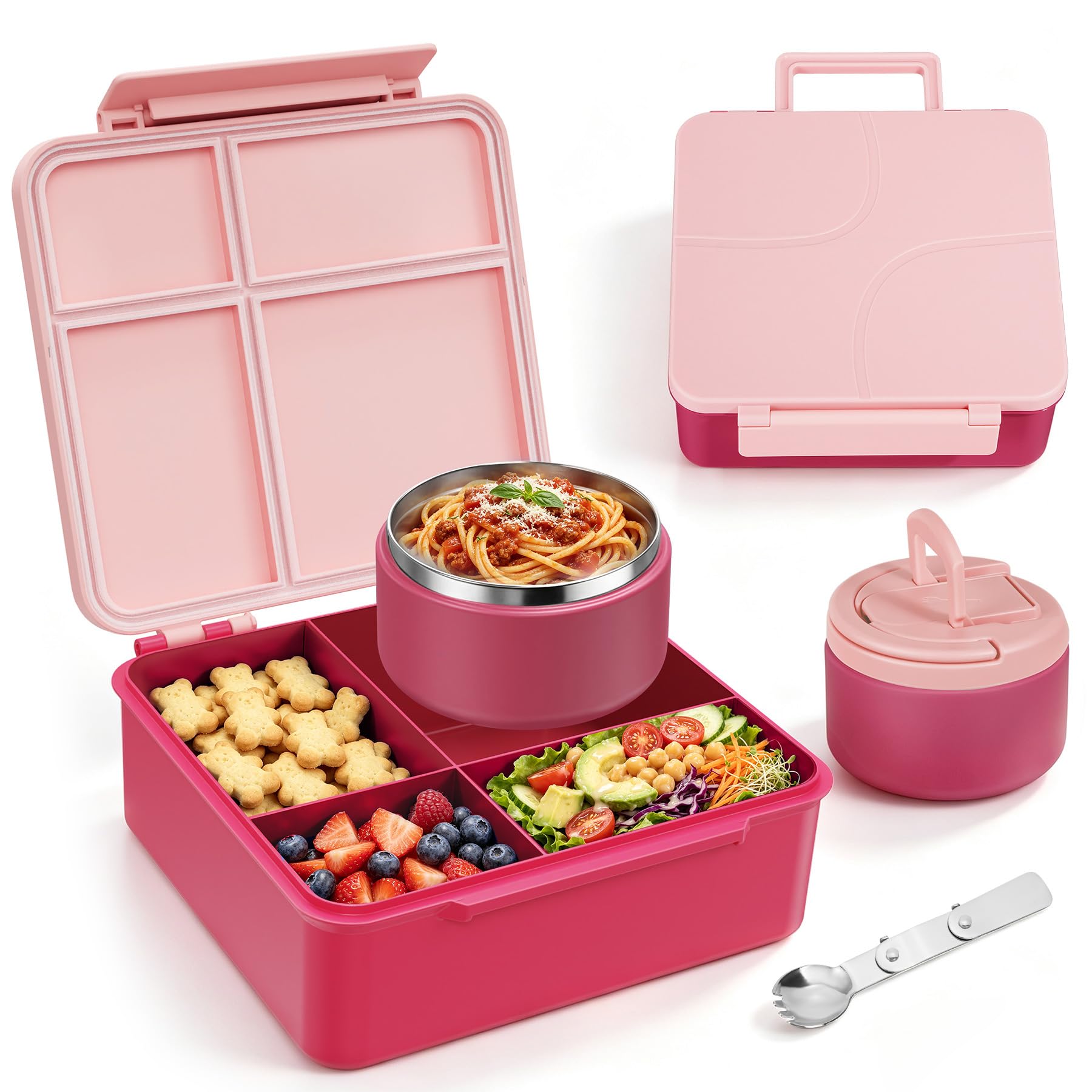 Bento Lunch Box Set for Kids with 8 oz Soup Thermo, Leakproof Hot Food Container with 4 C…