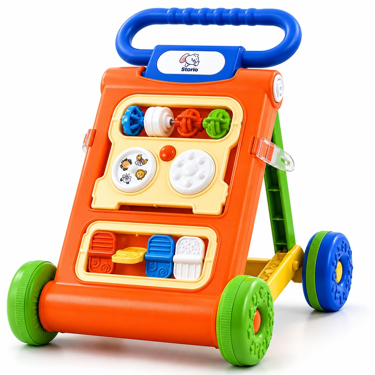 Storio Baby Activity Walker for 6–18 Months | Foldable Walker with Interactive Play Panel | Non-Toxic Plastic, Wide Base for Stability | Early Learning Baby Walker for Boys & Girls - Orange-image-30