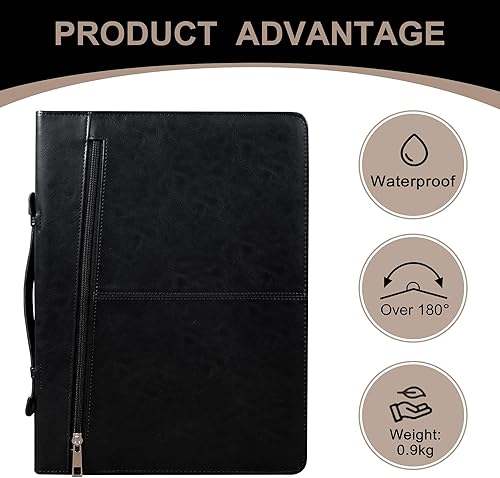 Miniatura 2 de Portafolio de cuero personalizado para hombres, carpeta de cuero vegano, organizador de documentos de negocios para iPadMacBook de 13.3 pulgadas,