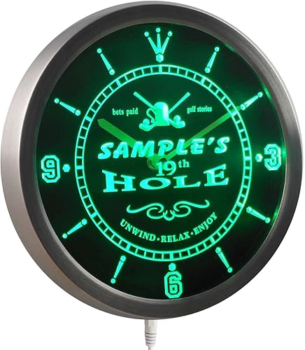 Miniatura 4 de ADVPRO ncpi-tm Golf 19th Hole - Reloj de pared LED de neón con letrero de cerveza, barra de nombre personalizado
