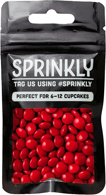 Simply Topps red Coloured Milk Chocolate Beans Sprinkles 30G Cake Cupcake Decorations And Cookie Decoration