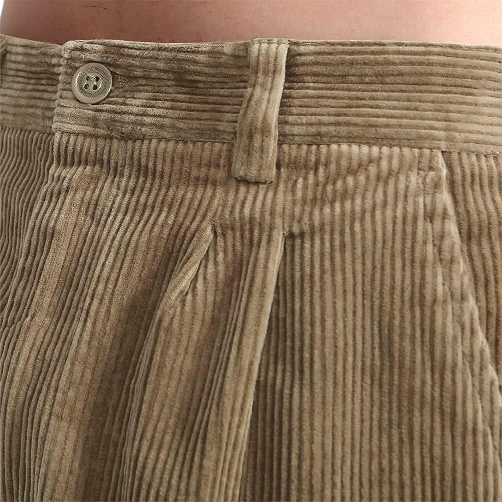 IDEALSANXUN Mens Corduroy Pants Casual Straight Leg Pleated Dress Pants - Image 4