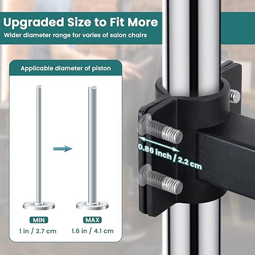 Miniatura 4 de Noverlife Bandeja de metal para salón unida a la silla, bandeja de silla de peluquería de rotación de 360 grados para herramientas de peluquería,