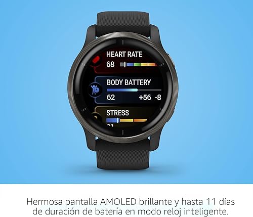 Miniatura 3 de Garmin Venu Reloj inteligente con GPS con monitoreo avanzado de salud y características de fitness Bisel de pizarra con caja negra y banda
