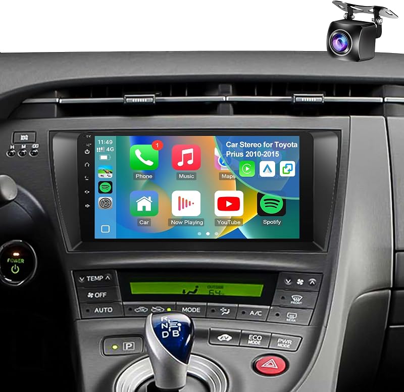 Estéreo de auto para Toyota Prius 2010 2011 2012 2013 2014 2015 | Cámara Bluetooth/GPS/SWC/AHD con pantalla de 9 pulgadas (se adapta a pantalla pequeña con J.B.L, 2+32G)