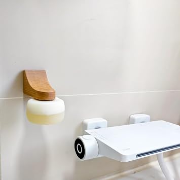 N/C Multipurpose Bamboo Air Dry Magnetic Soap Holder, Magnetic Wall Key Holder, Nature Bamboo, 8x5x5cm