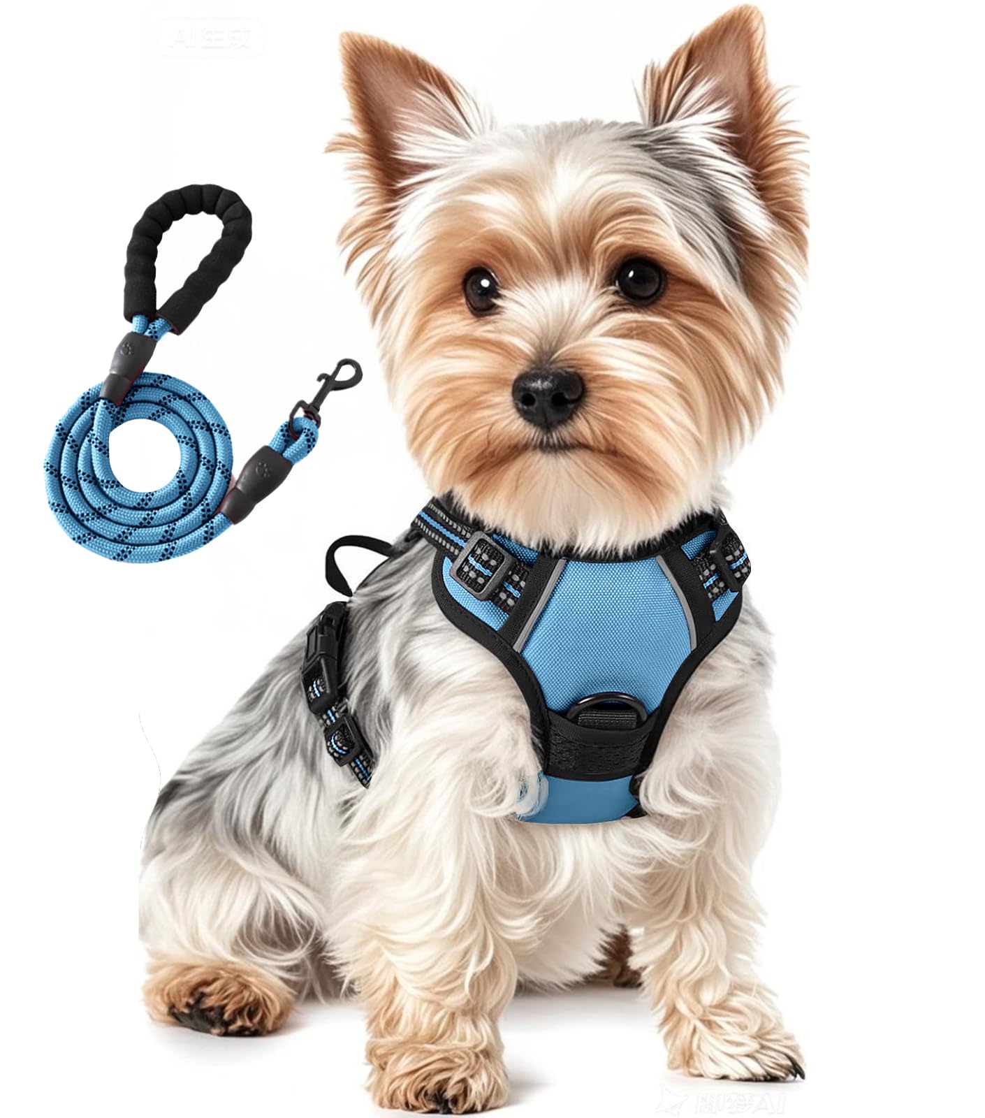 Jomkig Dog Harness and Lead Set for Small Dogs Adjustable Reflective Anti Pull Pet Vest Harness for Outdoor Walking Training, Blue, Small โ image 1