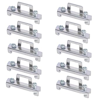 DIN Rail Terminal Block End Stopper Mounting Clips Guide Rail Retainer Piece Silver Galvanized Rail Mount Terminal Blocks Single Layer Terminal Block 10PCS