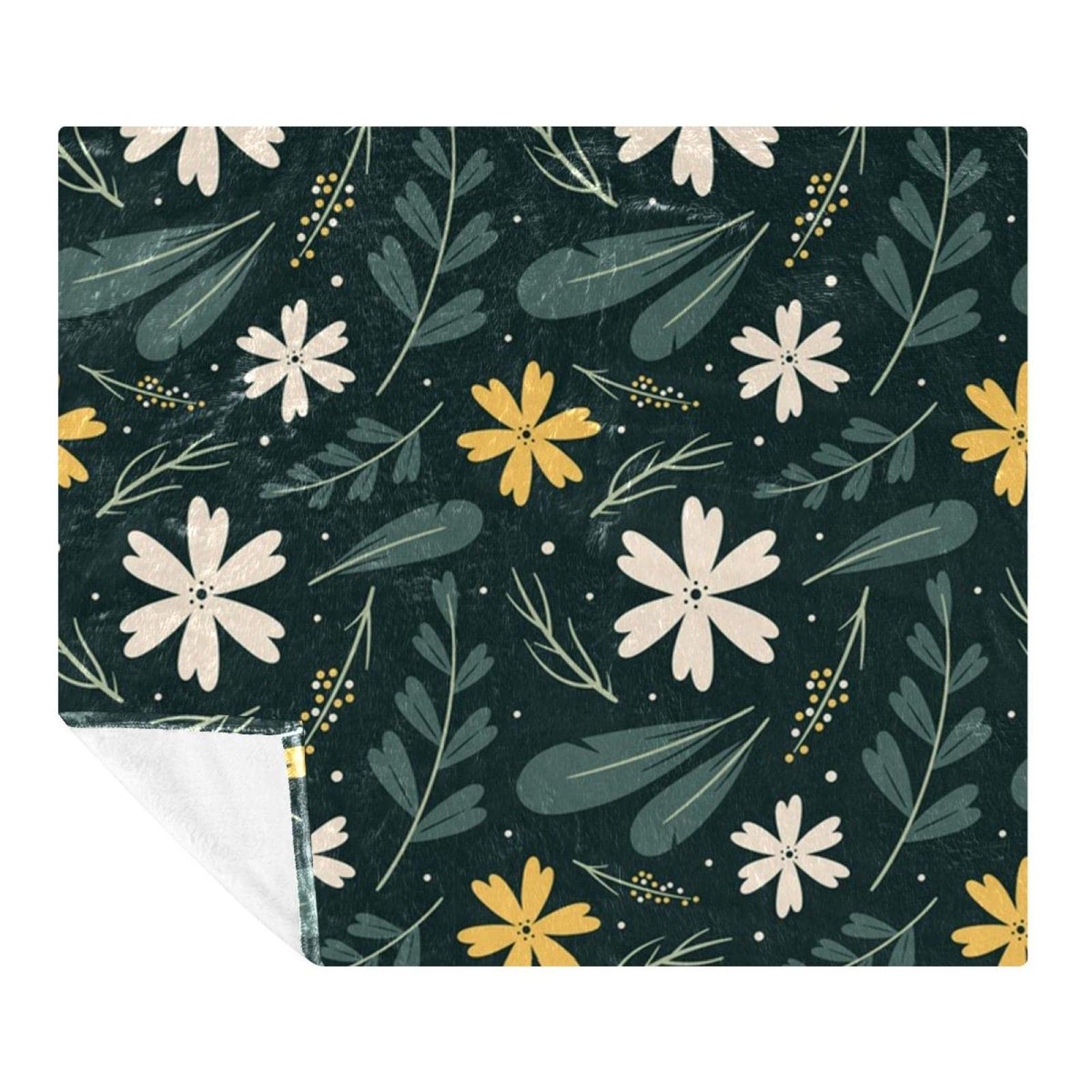 Couverture polaire en microfibre premium au design floral élégant 150x130